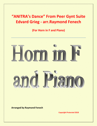 Book cover for Anitra's Dance - From Peer Gynt - Horn in F and Piano
