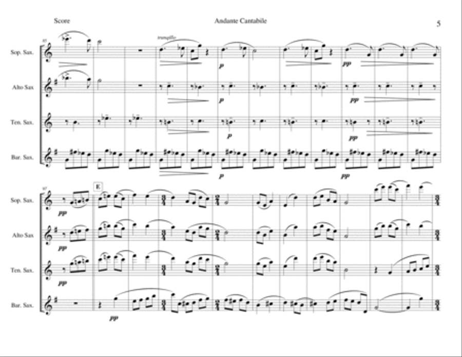 Andante Cantabile from String Quartet No. 1 Woodwind Ensemble scores gallery preview page 5