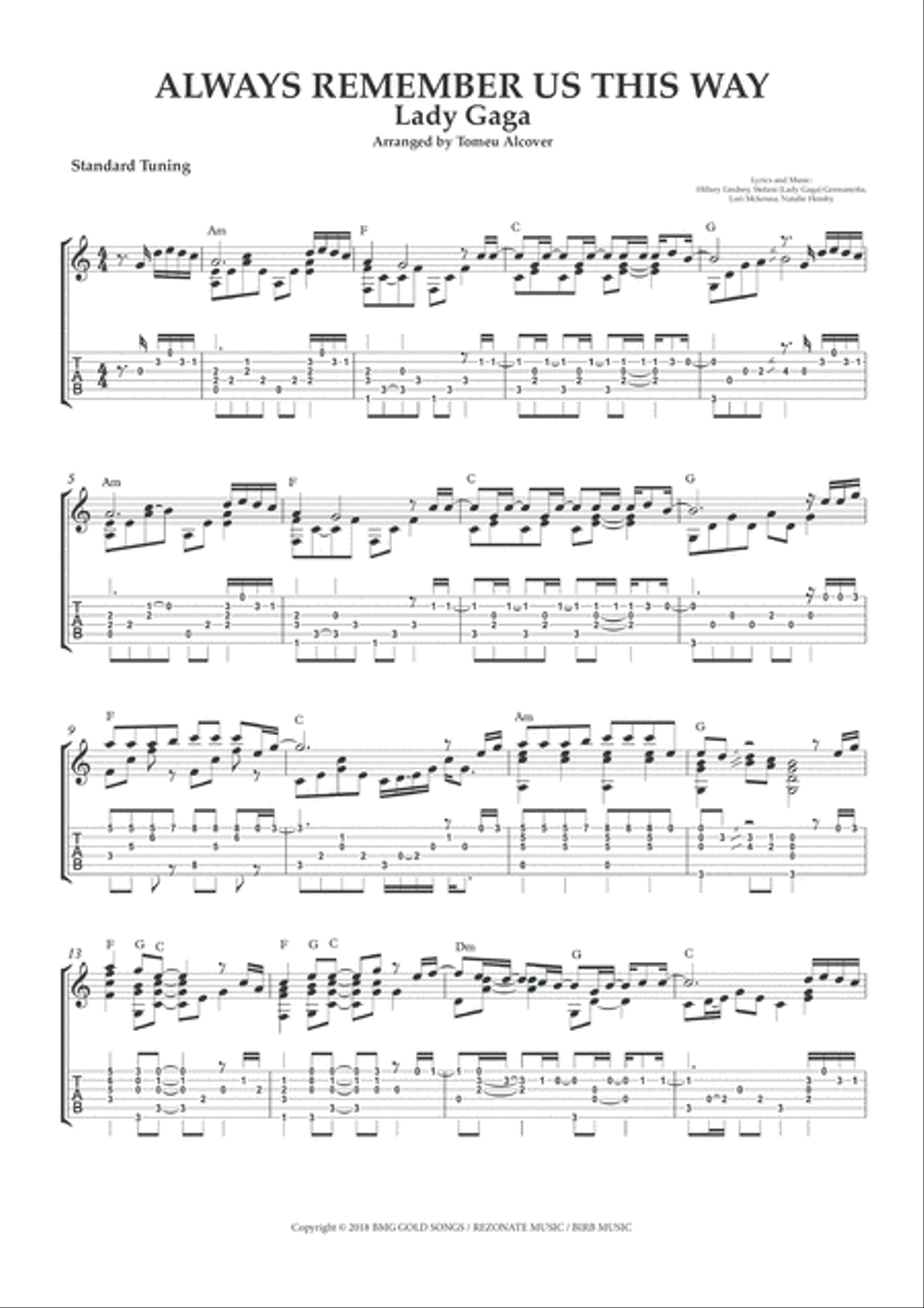 Always Remember Us This Way Electric Guitar scores gallery preview page 2