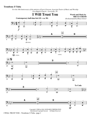 I Will Trust You - Trombone 3/Tuba