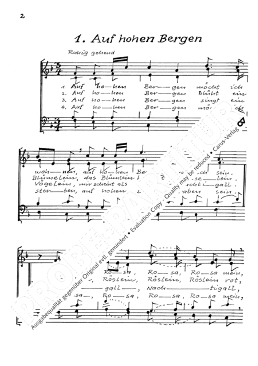 Auf hohen Bergen. Sechs schwabische Volkslieder Choir scores gallery preview page 5