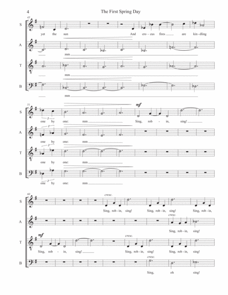 The First Spring Day (SATB, a cappella) - original choral piece by Sarah Jaysmith, text by Christina image number null
