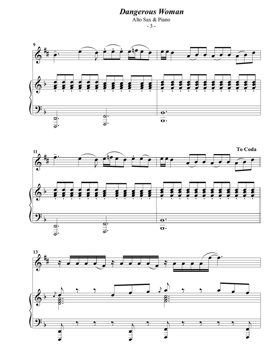 Dangerous Woman Alto Saxophone scores gallery preview page 3