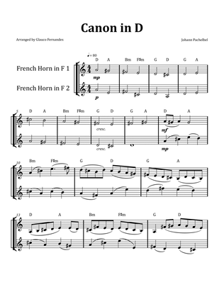 Canon by Pachelbel - French Horn Duet with Chord Notation