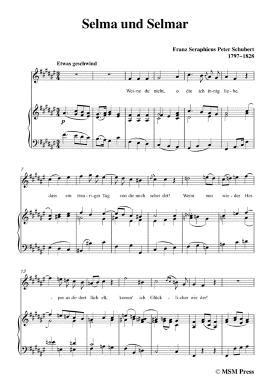 Schubert-Selma und Selmar,in F sharp Major,for Voice&Piano Voice scores gallery preview page 3