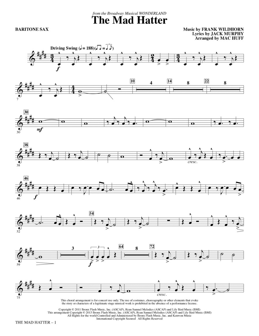 The Mad Hatter - Baritone Sax Choir scores gallery preview page 1