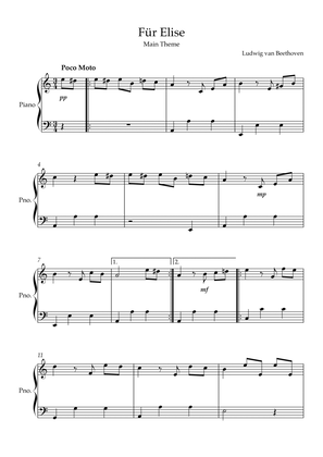 Für Elise (Main Theme) - Easy Piano