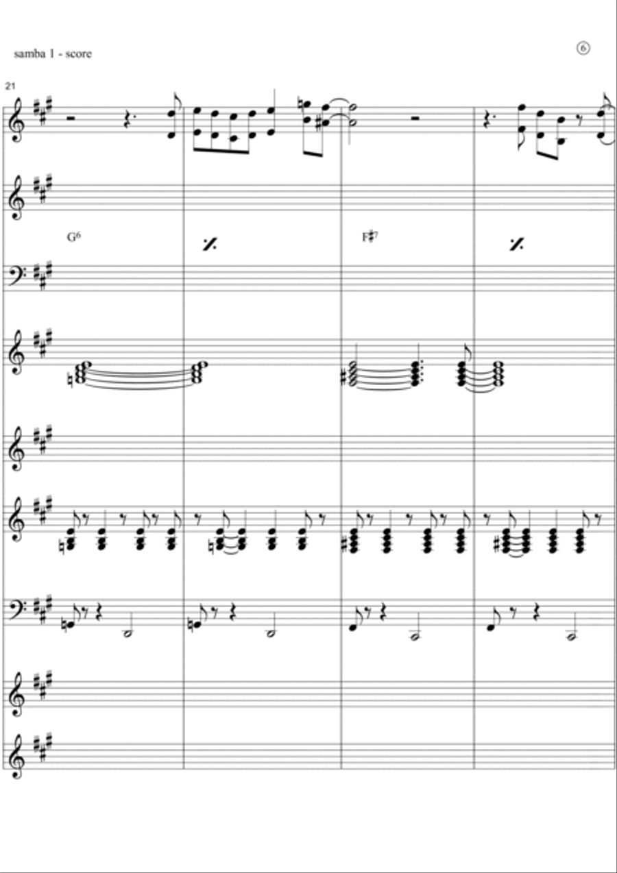 MY SAMBA #1 (to students) Jazz Ensemble scores gallery preview page 6