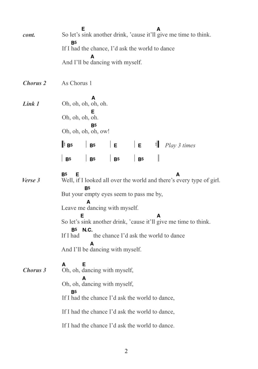 Dancing With Myself Piano Solo scores gallery preview page 2