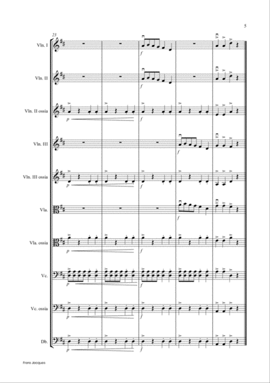 Frere Jacques (Flexible string quartet/ensemble) String Quartet scores gallery preview page 6