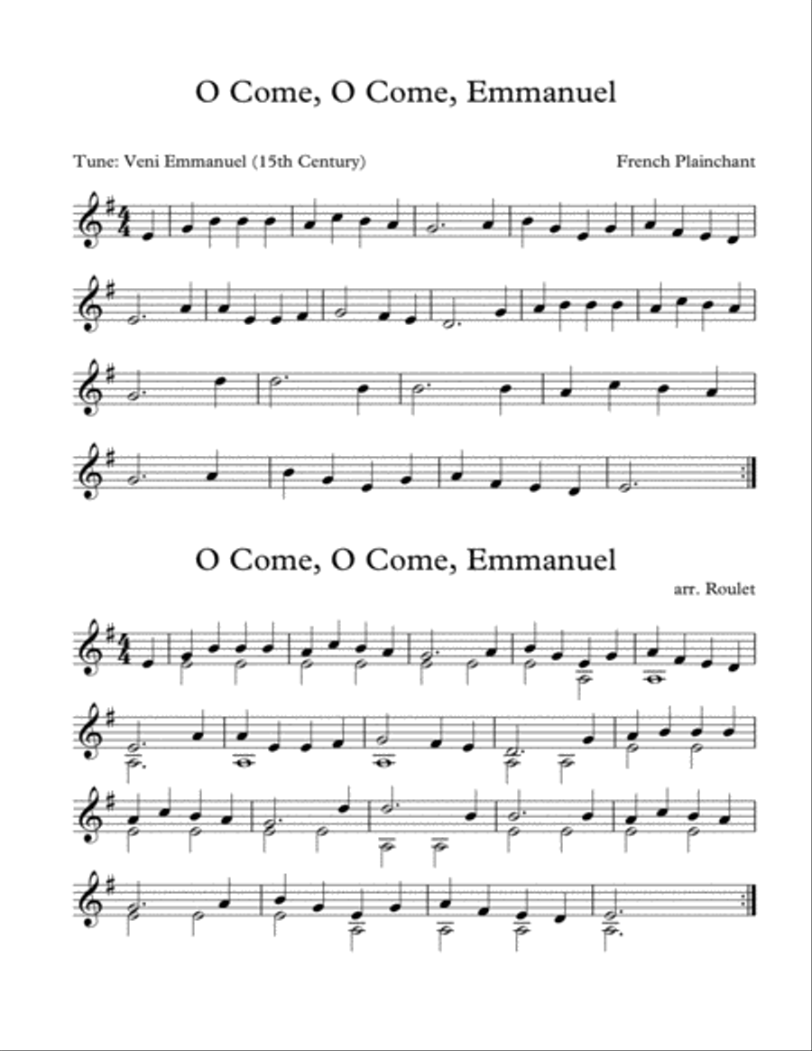 O Come, O Come, Emmanuel (arr. Patrick Roulet) Advent scores gallery preview page 1