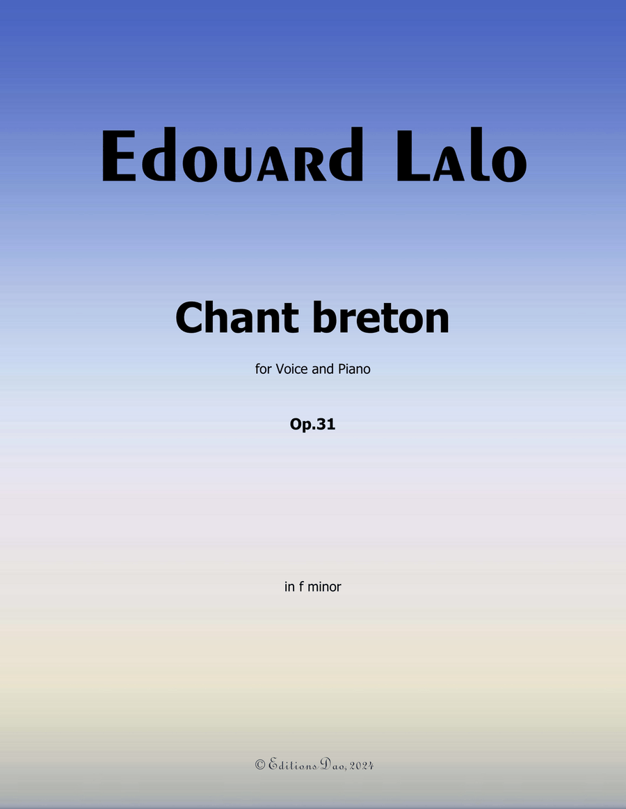 Chant breton, by Edouard Lalo, in f minor Piano, Vocal scores gallery preview page 1