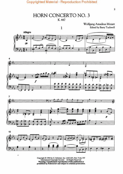 Concerto No. 3, K. 447