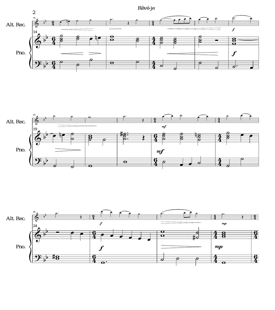Rêvé-je (Am I dreaming) for alto recorder and piano image number null