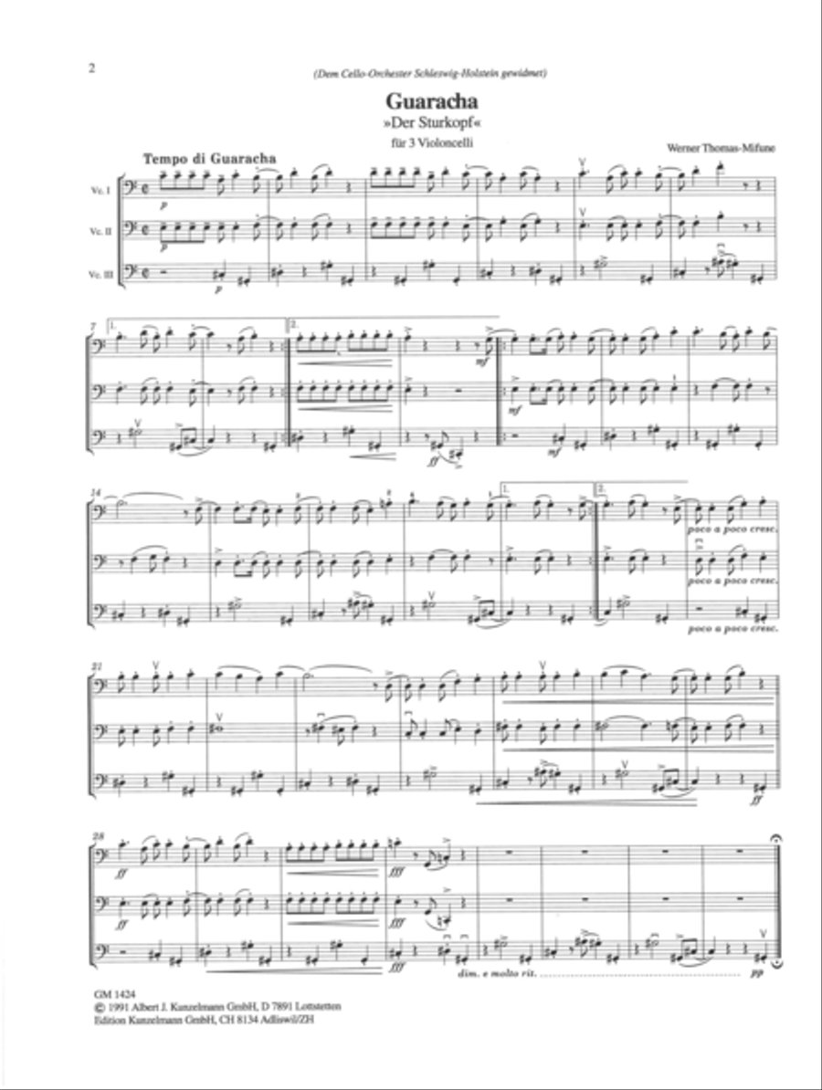 Pleasant studies for 3 and 4 celli Set of Parts scores gallery preview page 2