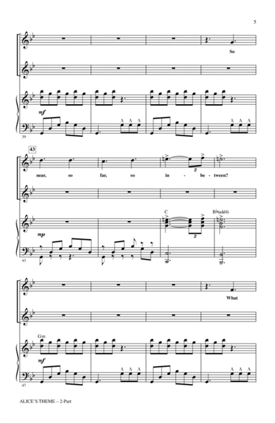 Alice's Theme (from Alice In Wonderland) (arr. Mac Huff) 2-Part scores gallery preview page 4