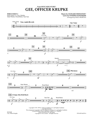 Gee, Officer Krupke (from West Side Story) (arr. Paul Murtha) - Percussion 2