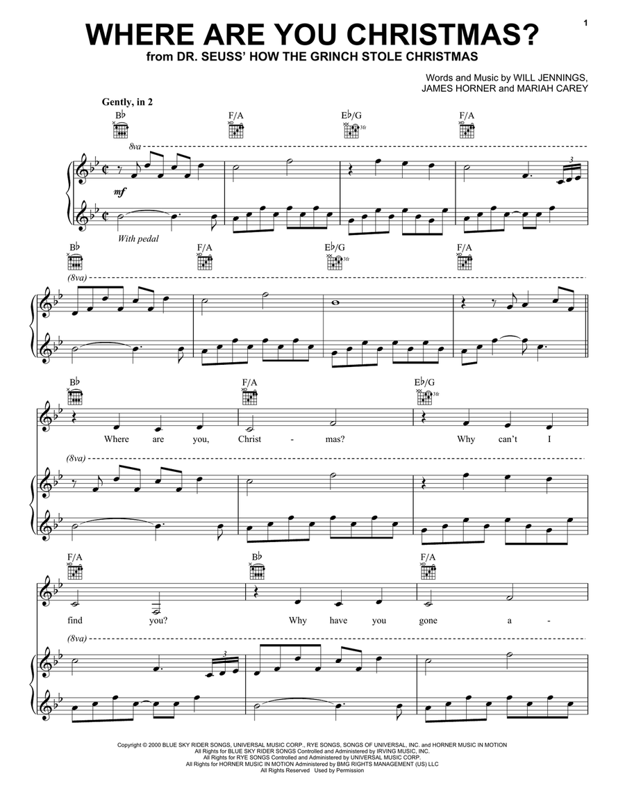 Where Are You Christmas? (from How The Grinch Stole Christmas) Guitar scores gallery preview page 1