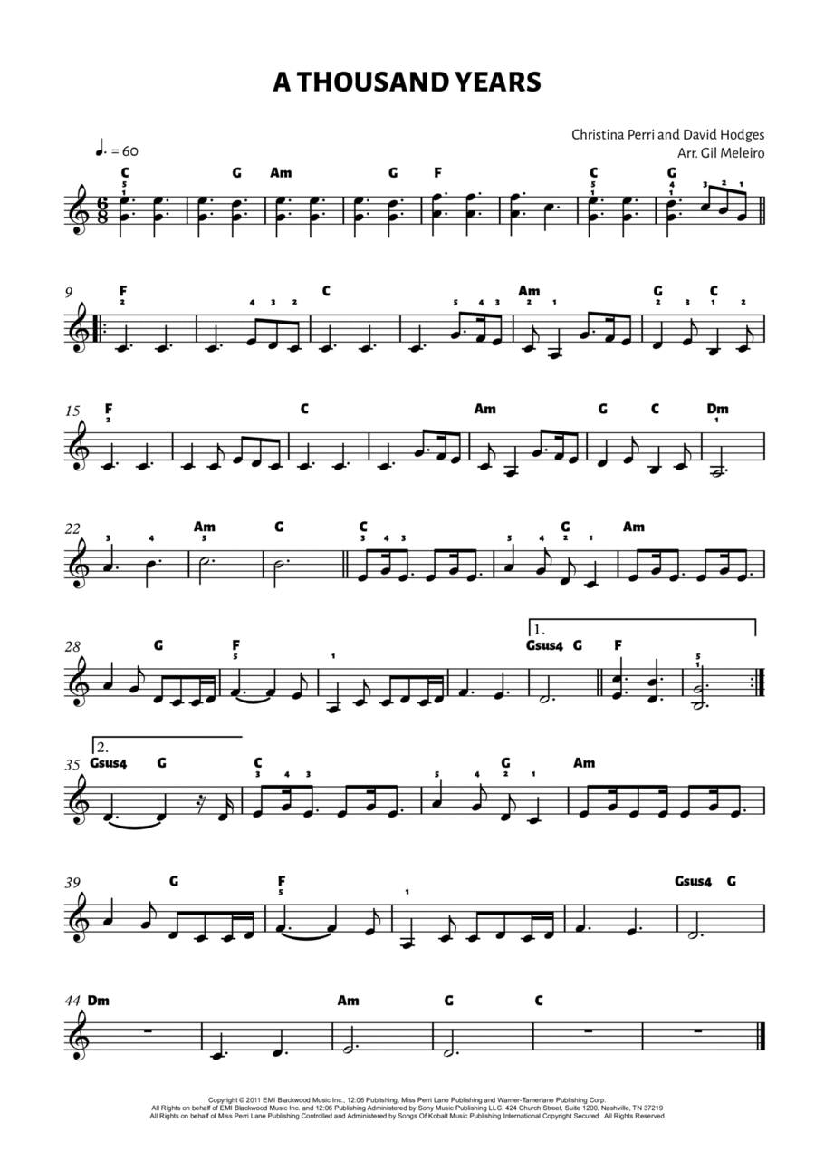 A Thousand Years Easy Piano scores gallery preview page 1