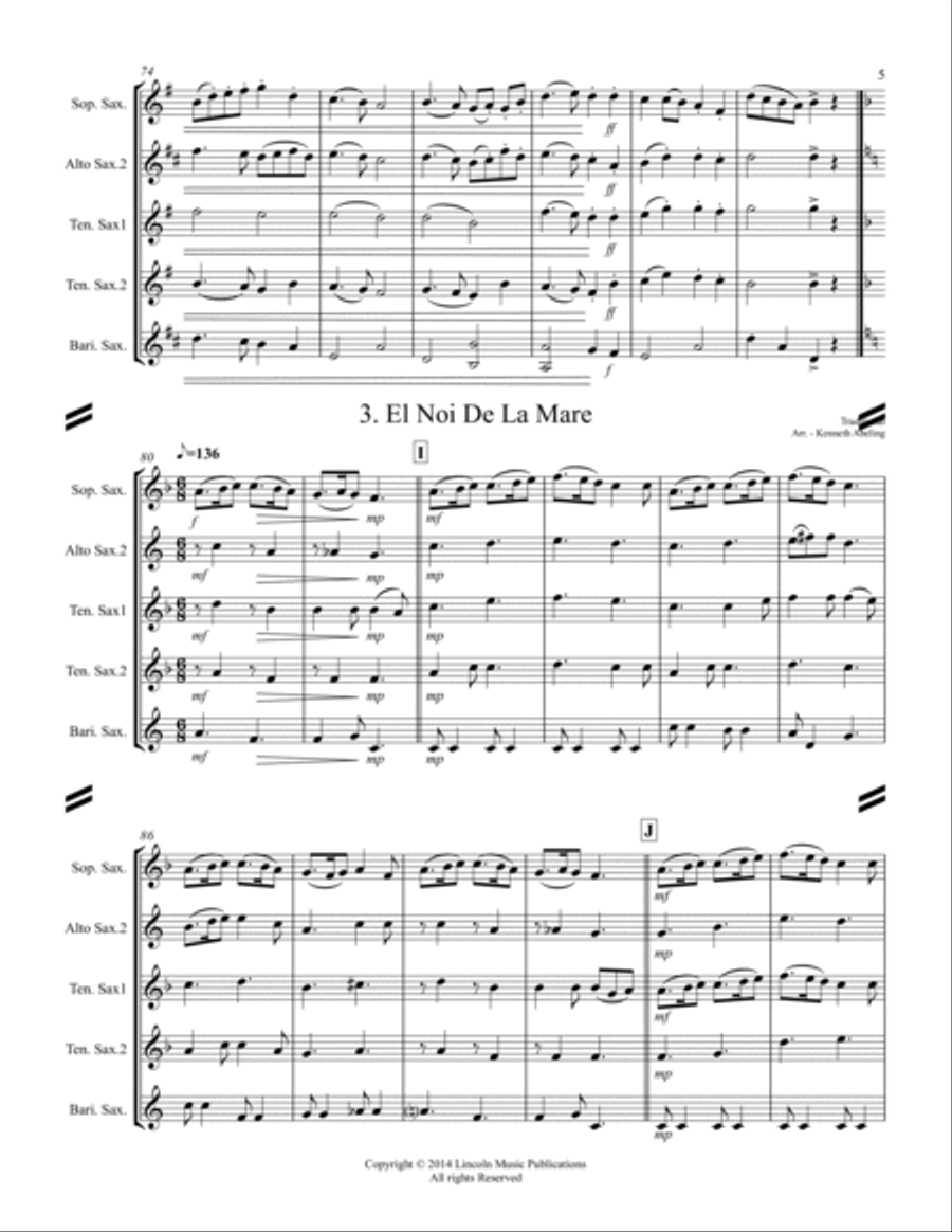 20 Traditional Christmas Carols Volume II (for Saxophone Quintet SATTB or AATTB) Saxophone Quintet scores gallery preview page 6