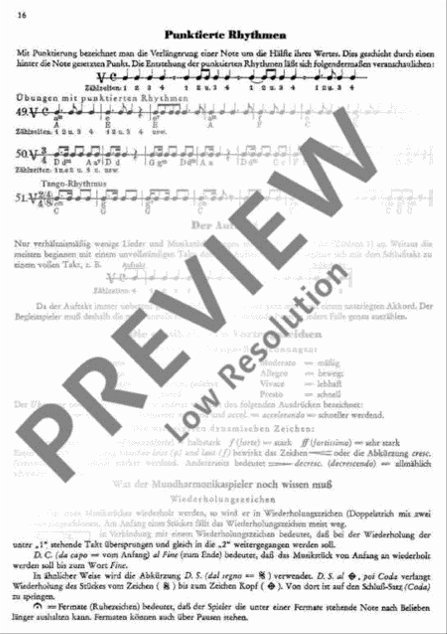 Schule für die Hohner-Mundharmonika Begleit-Instrumente Harp scores gallery preview page 17
