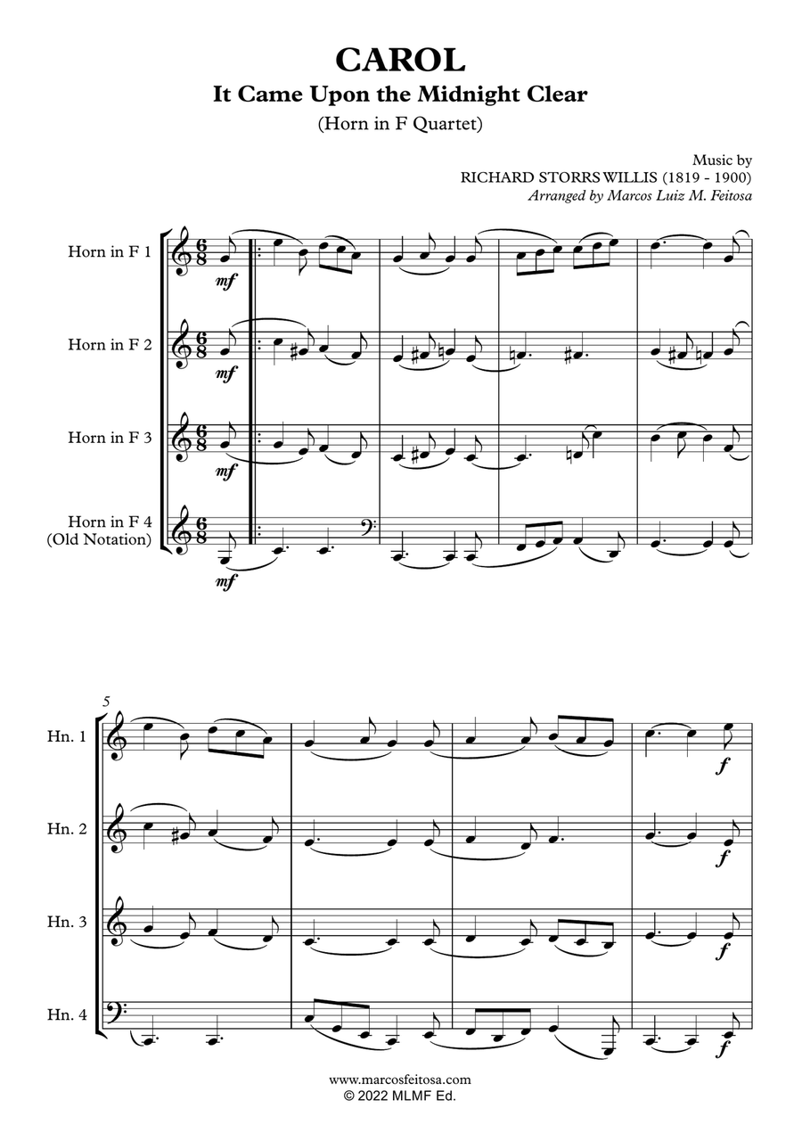 It Came Upon the Midnight Clear - Horn in F Quartet Brass Quartet scores gallery preview page 3