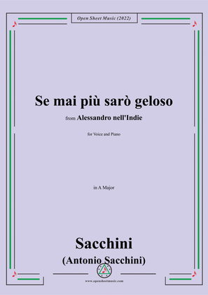 Book cover for Sacchini-Se mai più sarò geloso,in A Major,from Alessandro nell'Indie(Dramma per musica in tre atti)