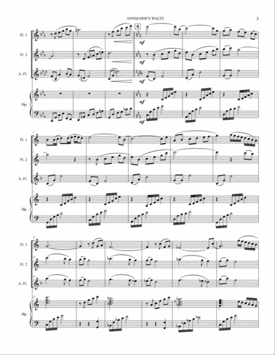 AnnMarie's Waltz (2 flutes, alto flute and harp) image number null