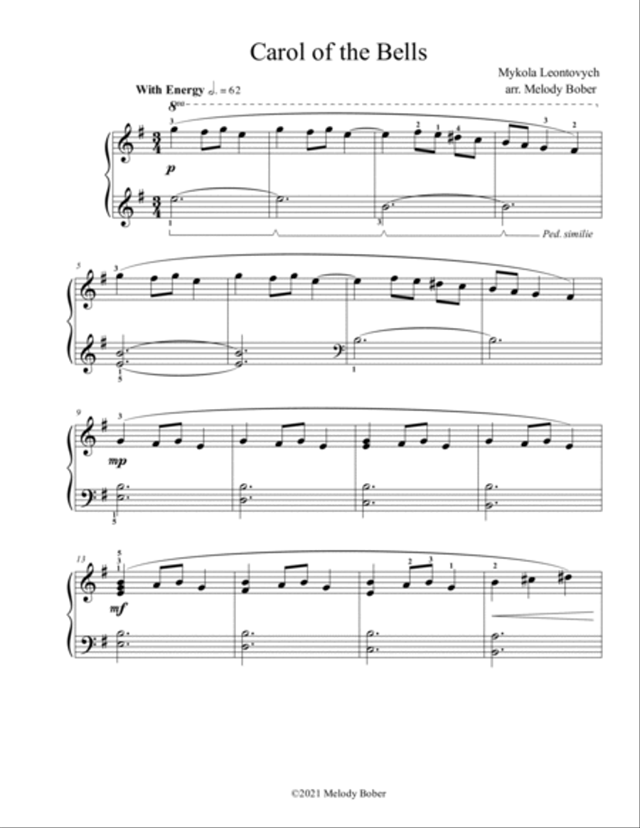 Carol of the Bells Piano Solo scores gallery preview page 2
