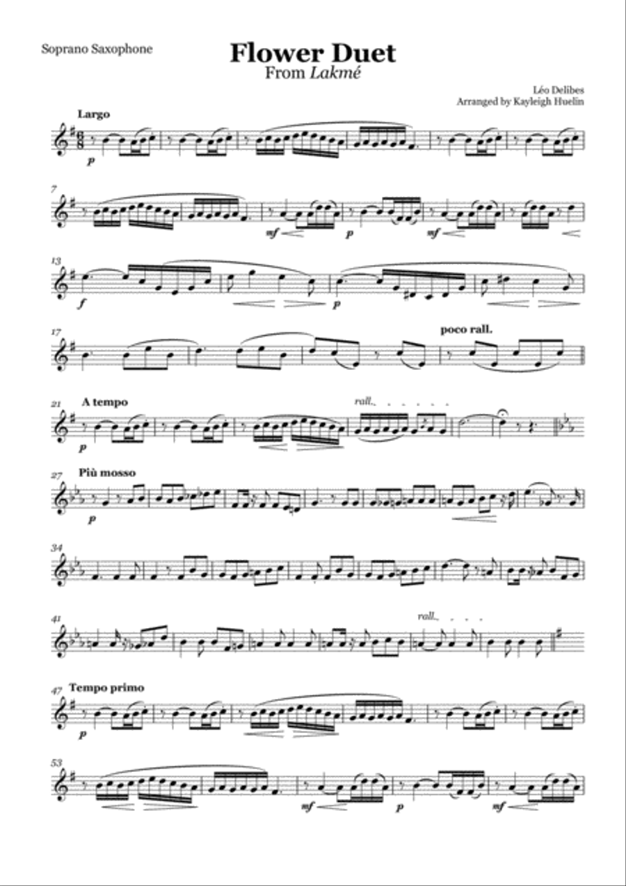 Flower Duet from Lakmé (Delibes) - Saxophone quartet (SATB) Saxophone Quartet scores gallery preview page 6
