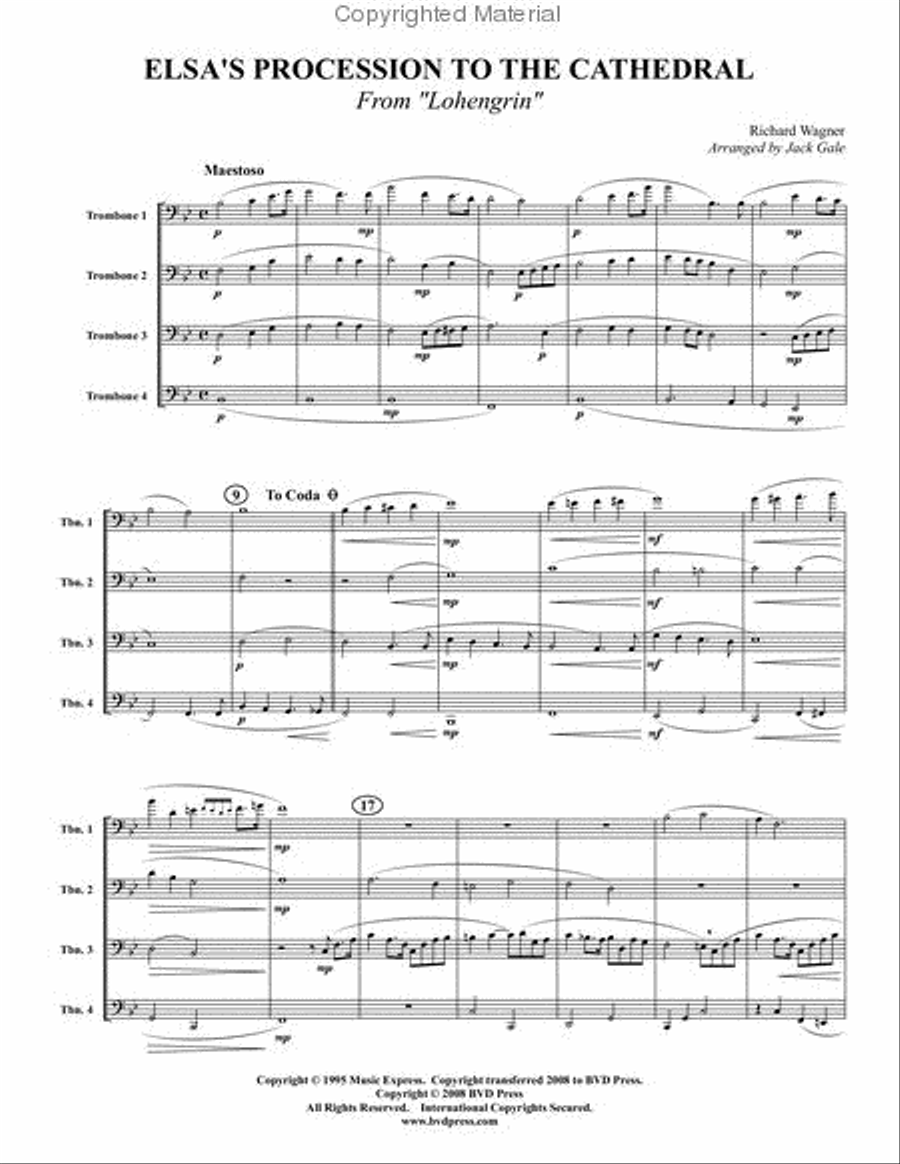 Elsa's Procession to the Cathedral Trombone Quartet scores gallery preview page 2