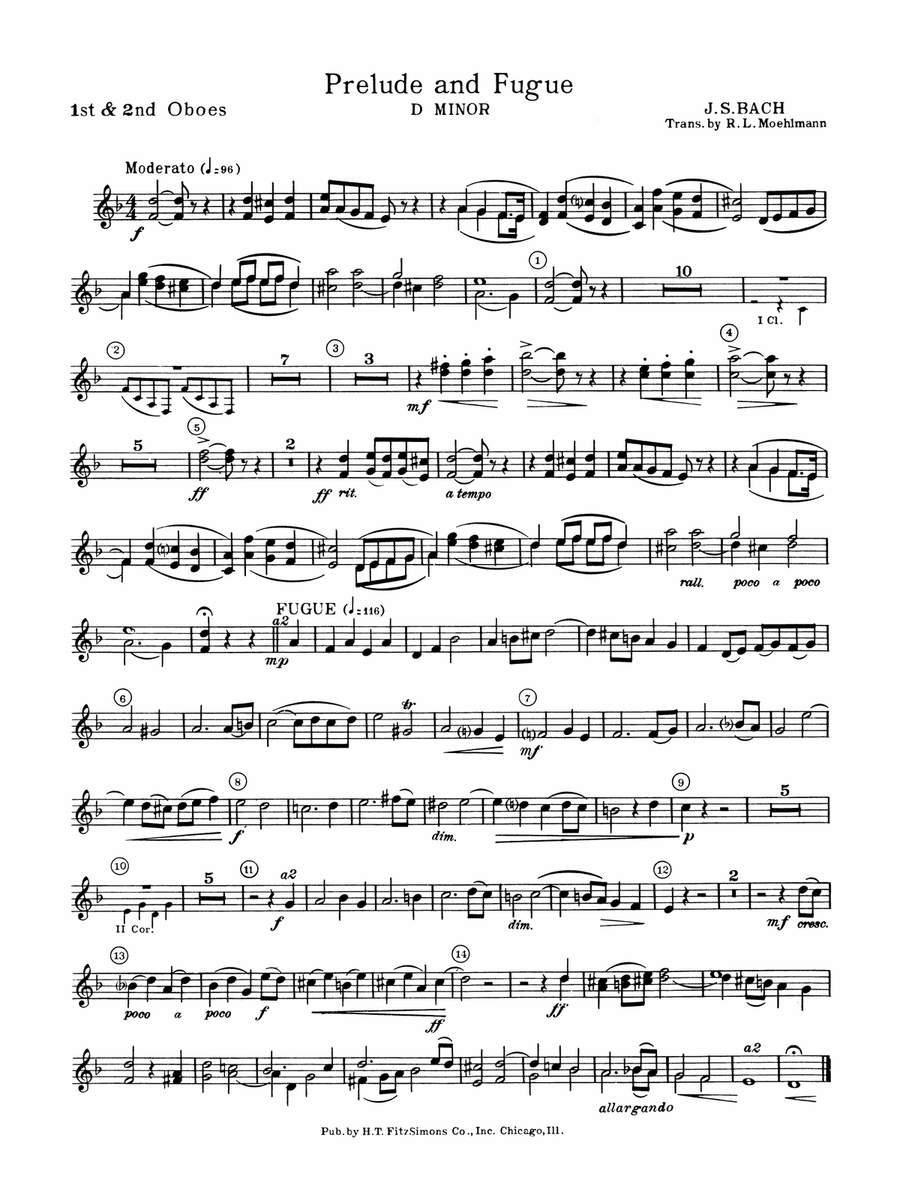 Prelude and Fugue in D minor: 1st & 2nd Oboe