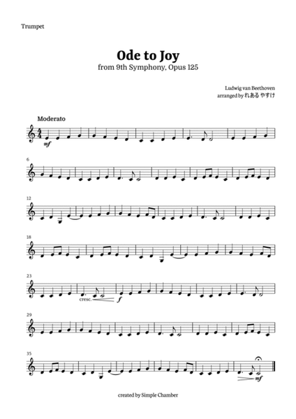 Ode to Joy for Trumpet and Trombone by Beethoven Opus 125 image number null