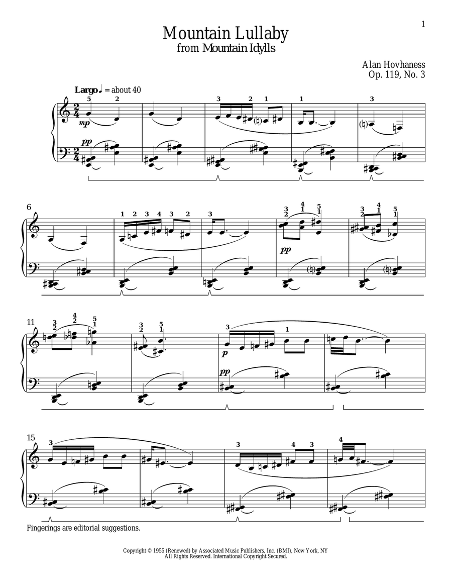 Mountain Lullaby Piano Solo scores gallery preview page 1