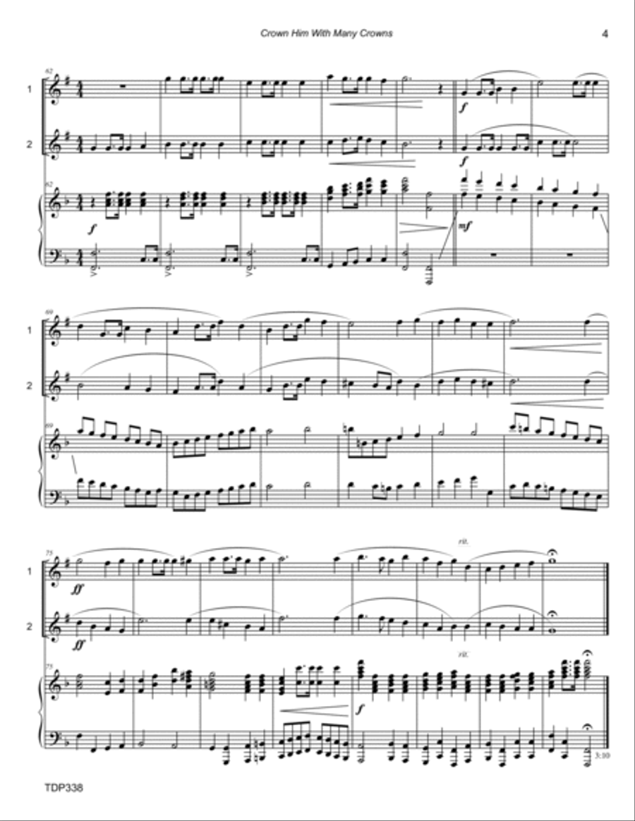 CROWN HIM WITH MANY CROWNS - TENOR SAX DUET with Piano Accompaniment Woodwind Duet scores gallery preview page 4