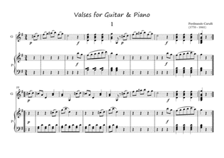 Book cover for Valses for Guitar and Piano duet by Carulli
