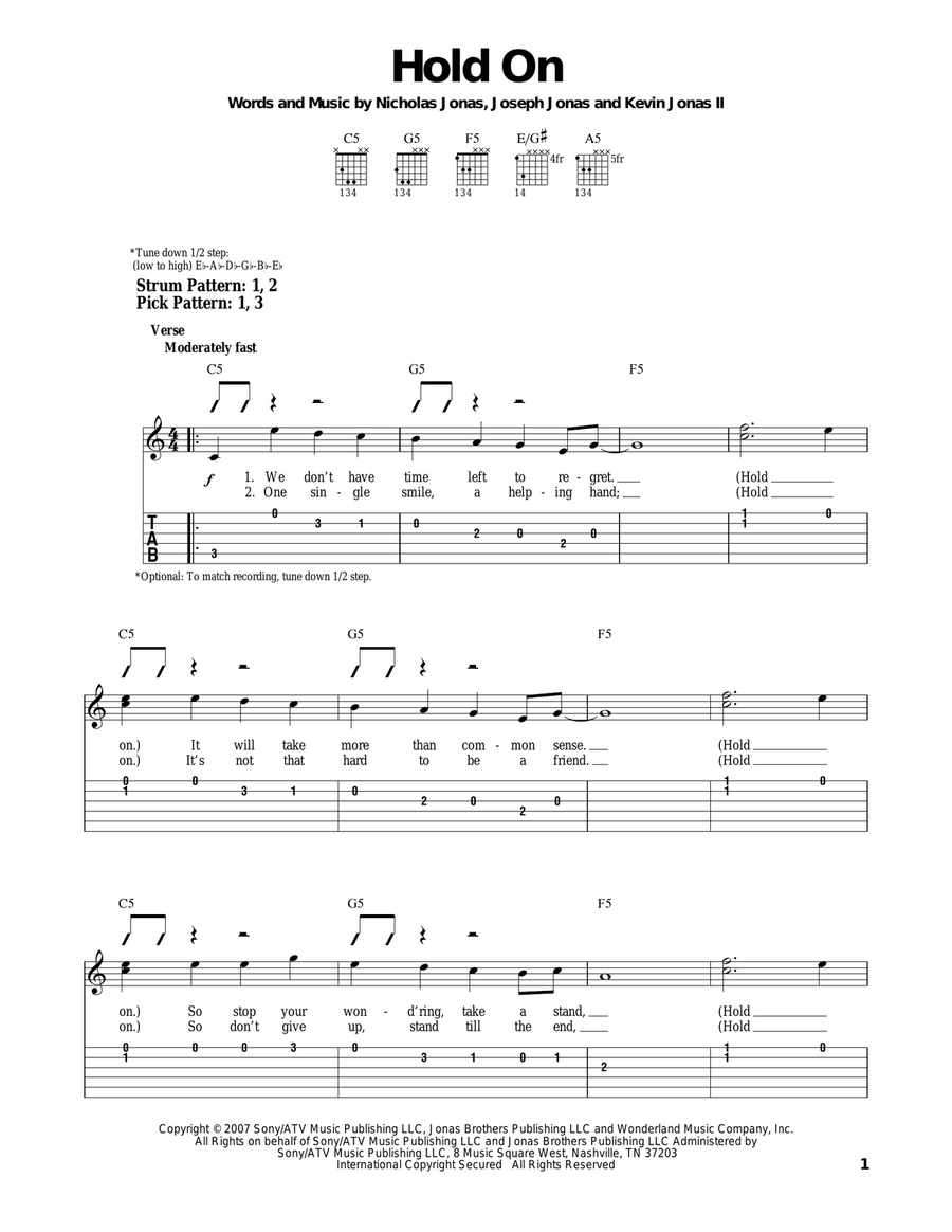 Hold On Hold On Acoustic Guitar scores gallery preview page 1