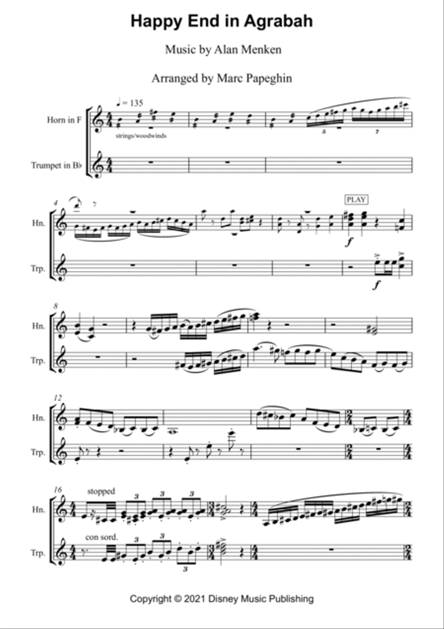 Happy End In Agrabah Brass Duet scores gallery preview page 2