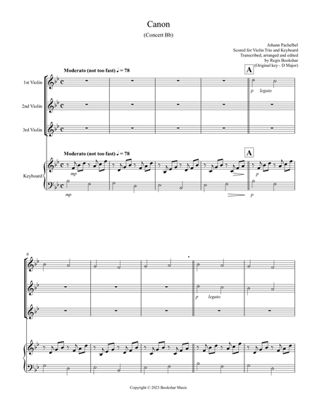 Canon (Pachelbel) (Bb) (Violin Trio, Keyboard)