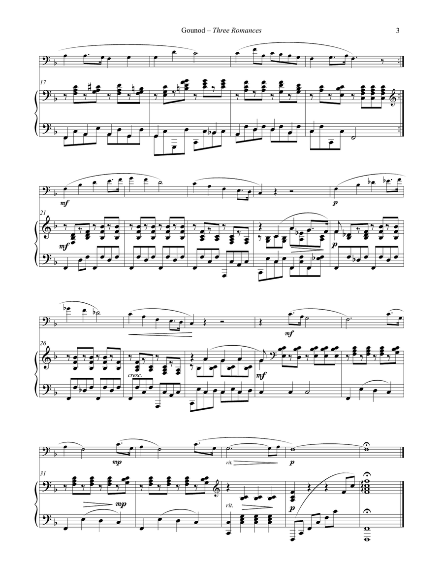 Three Romances Without Words for Trombone & Piano Piano scores gallery preview page 3