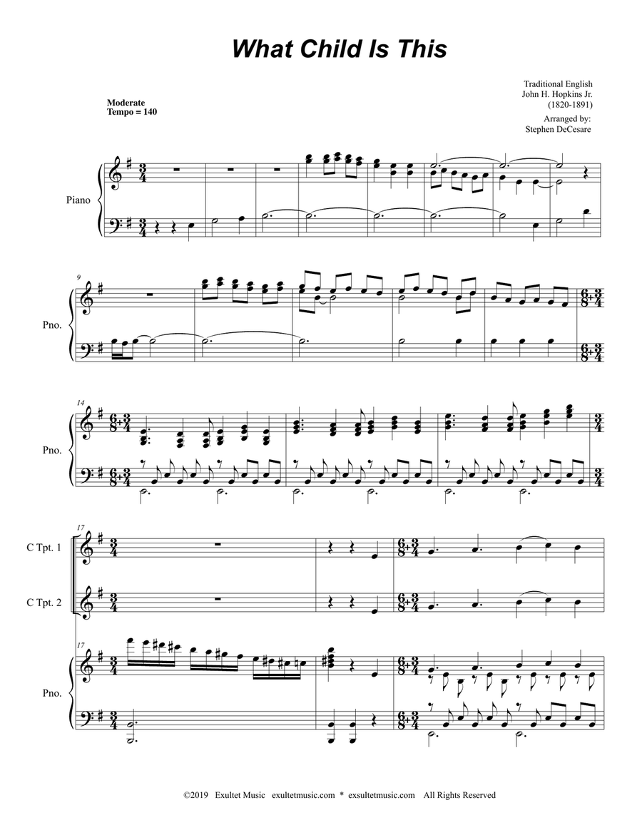 What Child Is This (for Brass Quartet and Piano) Brass Quartet scores gallery preview page 2