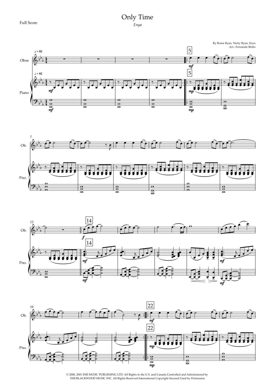 Only Time Piano scores gallery preview page 1
