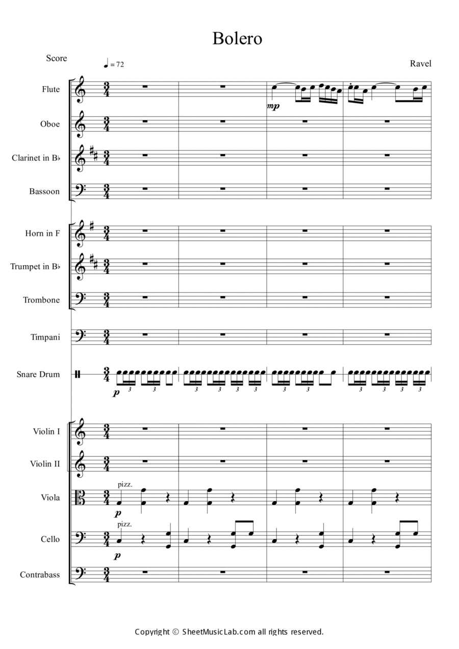 Ravel:Bolero Orchestra scores gallery preview page 1
