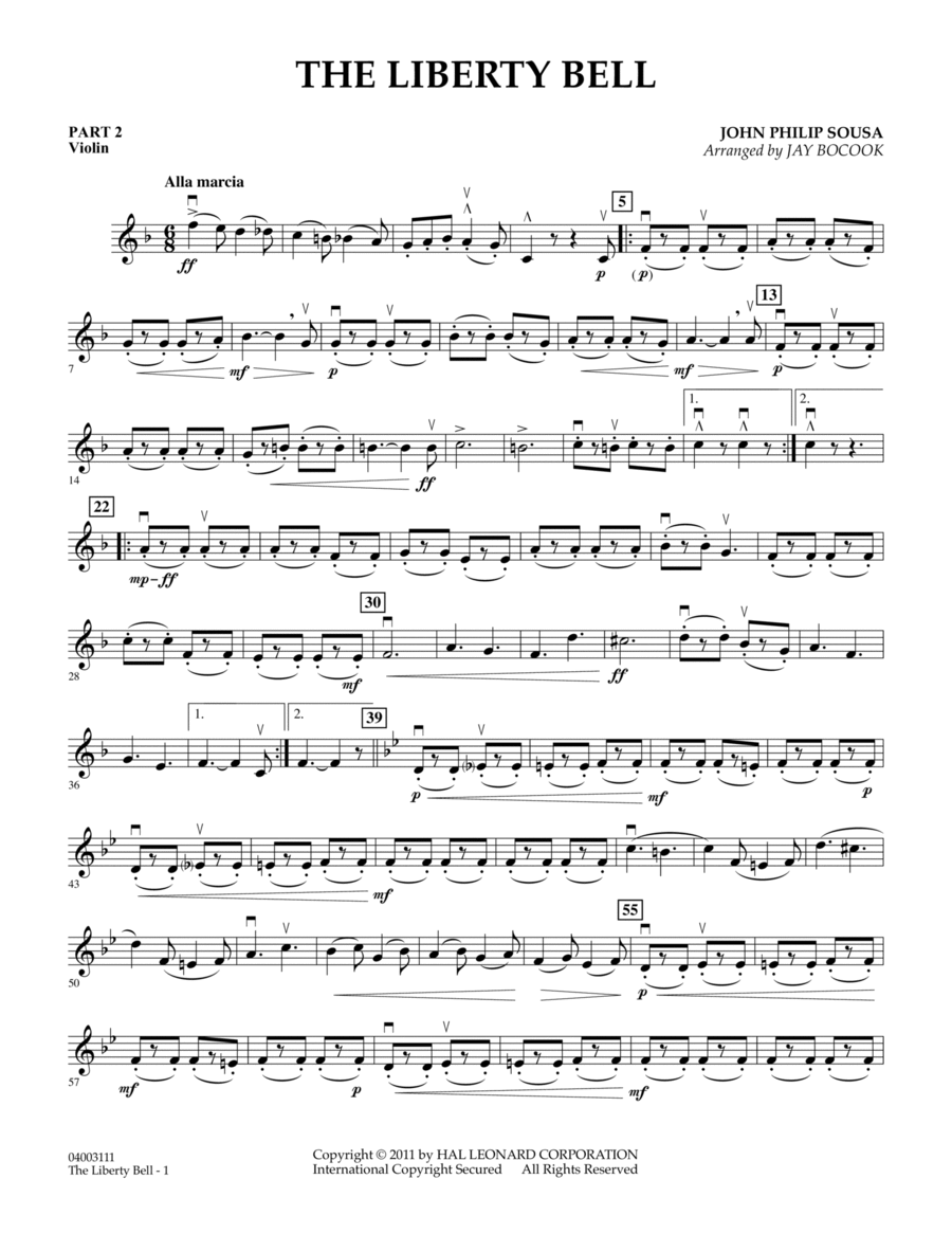 The Liberty Bell - Pt.2 - Violin Concert Band scores gallery preview page 1
