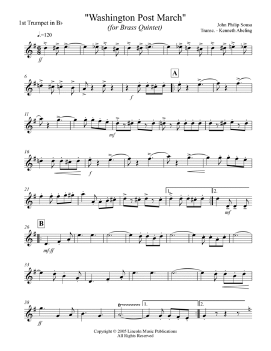March - Washington Post March (for Brass Quintet) Brass Quintet scores gallery preview page 6