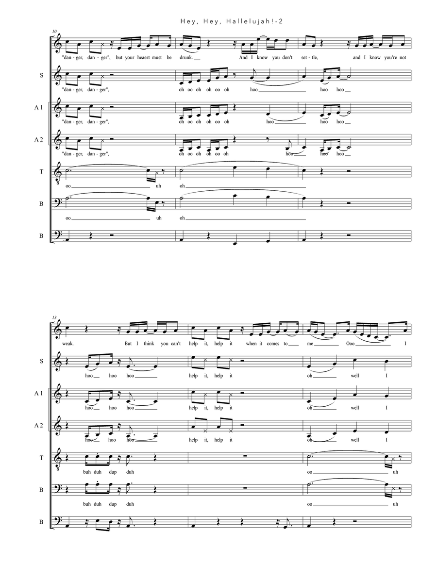 Hey Hey Hallelujah 4-Part scores gallery preview page 2