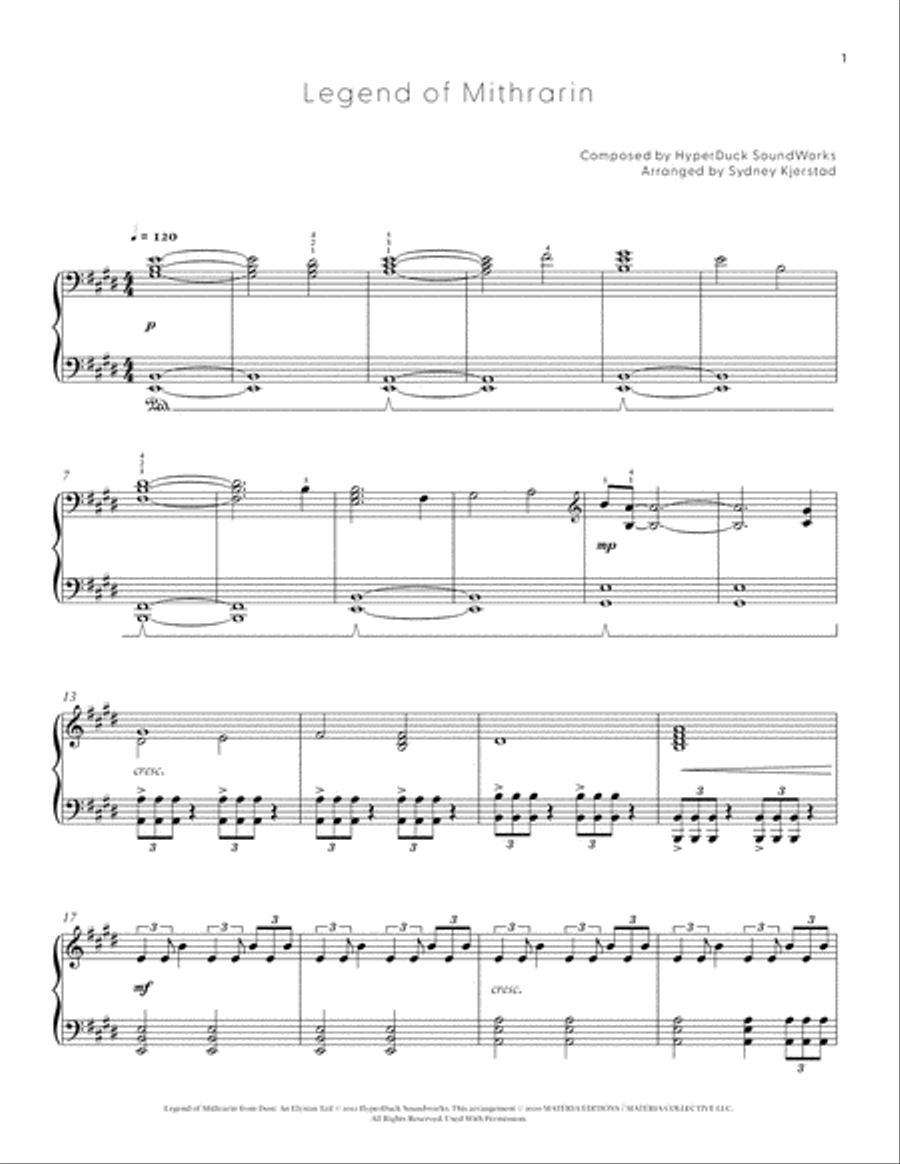 Legend of Mithrarin - Dust: An Elysian Tail (Piano Selections) Piano Solo scores gallery preview page 3