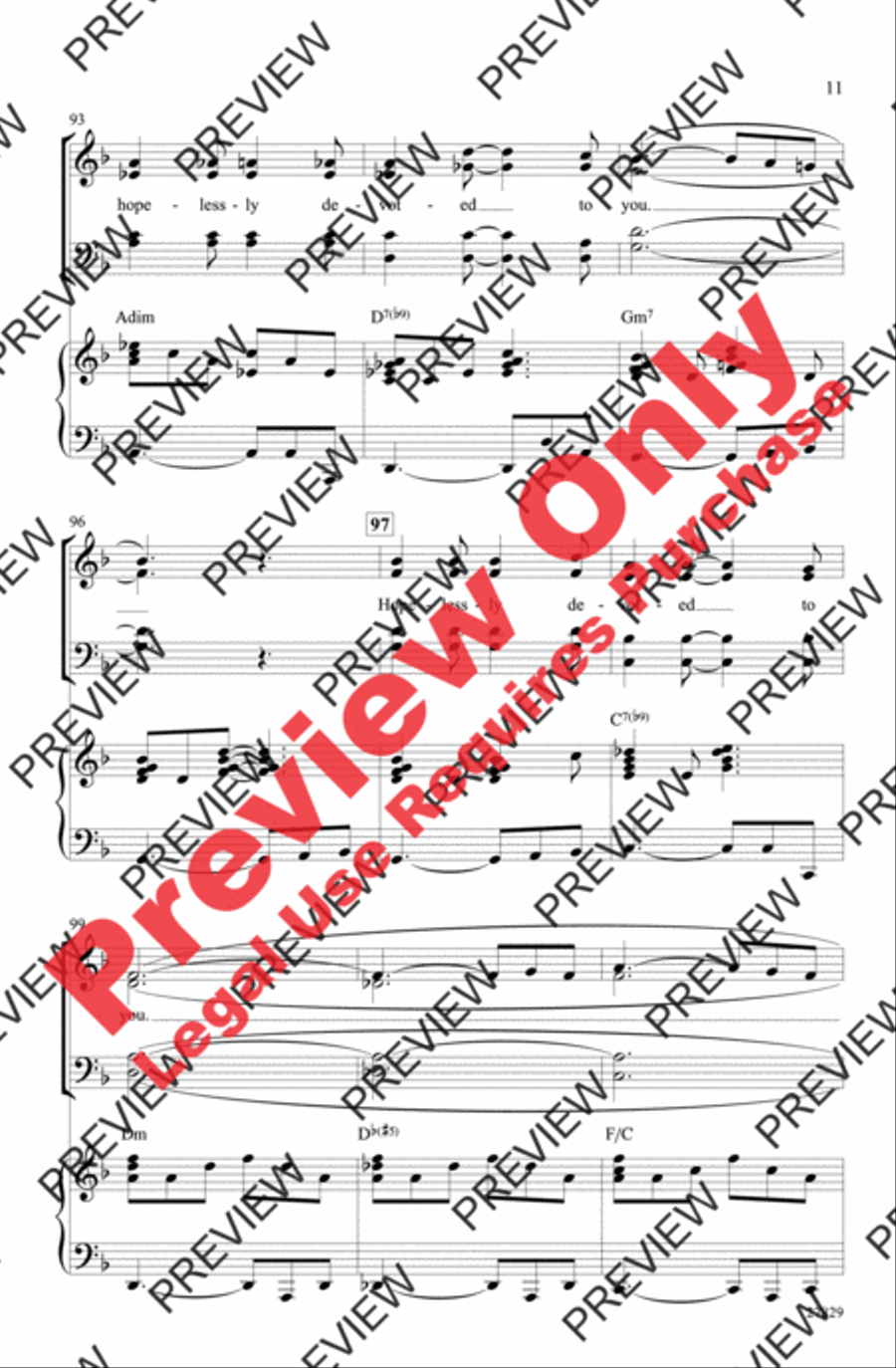 Hopelessly Devoted to You 4-Part scores gallery preview page 11