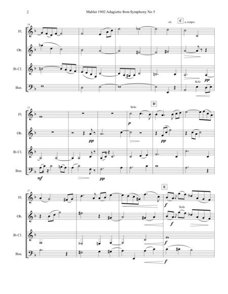 Mahler Adagietto from Symphony No 5 for Woodwind Quartet