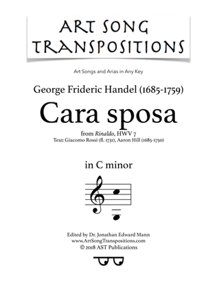 Book cover for HANDEL: Cara sposa (transposed to C minor)
